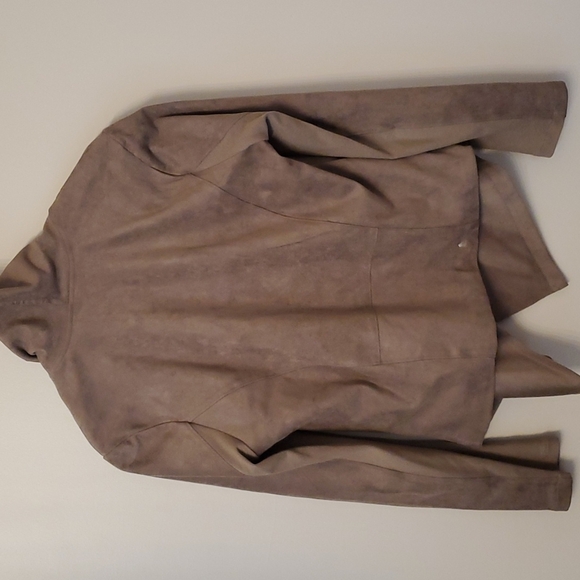 Vigoss Taupe Brown Faux Suede Wrap Moto Jacket L - Picture 5 of 12